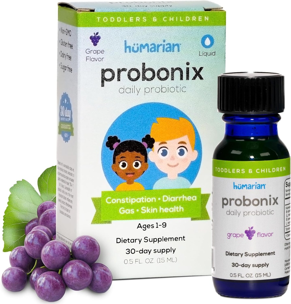 Çocuklar için Probonix Humarian Sıvı Probiyotikler Yaşlandı 1-9 Yıl Yaşlı - Üst 8Strain Probiyotikleri Fortify Gut Health, Immunity and More - 30-Day Supply - Tasty Grape Flavor