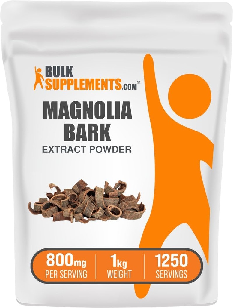 BulkSupplements.com Magnolia Bark Extract Powder - Magnolia Officinalis, Magnolia Bark Supplement, Magnolia Extract - Χωρίς γλουτένη, 800mg ανά σερβίρισμα, 1kg (2,2 lbs) (πακέτο των 1)
