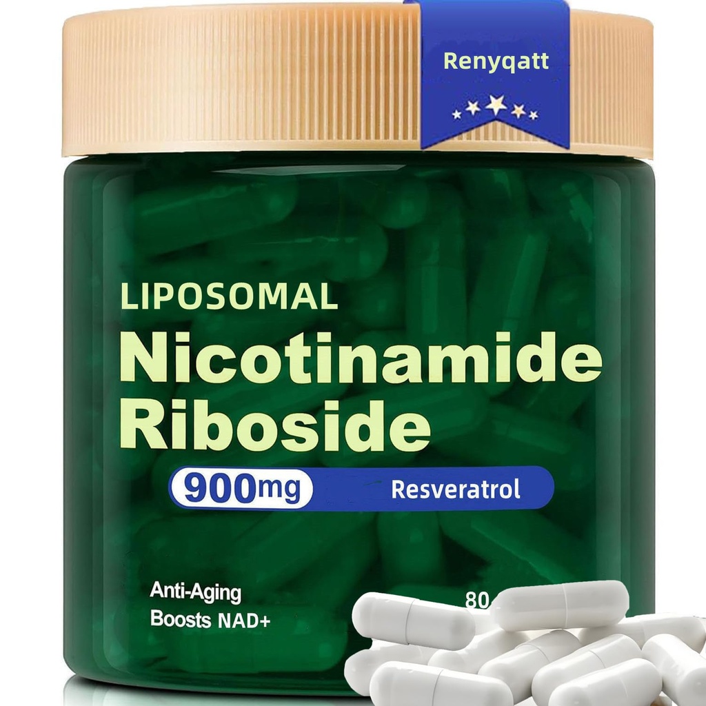 Renyqat NAD+ Supplement - Liposomal Nicotinamid Riboside - Anti-Aging, Enerji, Focus - 80 Capsules (1B)