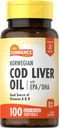 Sundance Norveç Cod Liver Oil | 100 Softgels | EPA ve DHA ile | Vitaminlerin İyi Kaynağı A & D | Non-GMO ve Gluten Free Supplement
