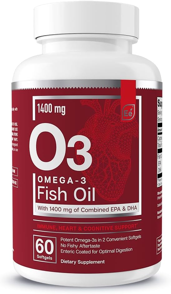 Essential Elements Omega-3 Fish Oil Supplement with EPA & DHA | Immune, Heart & Cognitive Support | 60 Softgels