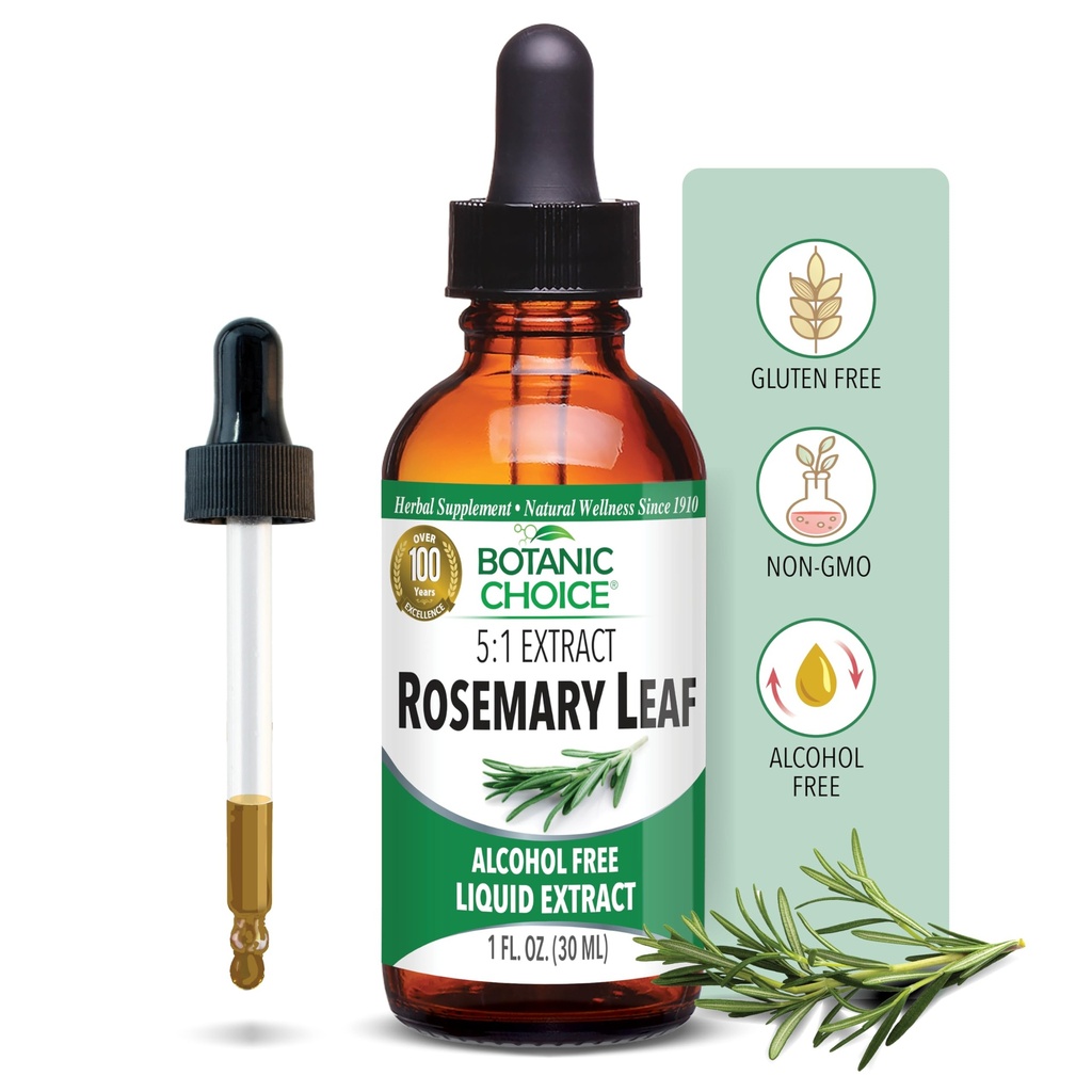Botanic Choice – Rosemary Leaf Liquid Extract – Alkol Free, Gluten Free – Hızlı Acting Supplement Drops – Easy to Use Dropper – 1 Akış Ounce