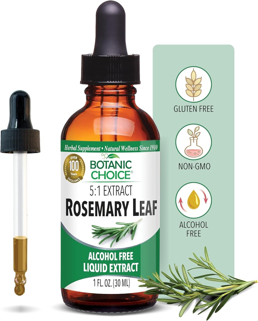 Botanic Choice – Rosemary Leaf Liquid Extract – Alkol Free, Gluten Free – Hızlı Acting Supplement Drops – Easy to Use Dropper – 1 Akış Ounce