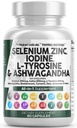 Temiz Nutra Selenium 30006 Iodine 50006 Yourroid Support for Women & Men | L Tyrosine 500 mg Ashwagandha Supplement Bladderwrack, Turmeric, Kelp, Schisandra çinko Pills Capsule Supplements
