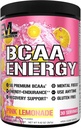 EVL BCAAs Amino Asits Toz - BCAA Energy Pre Workout Toz for Muscle Recovery Lean growth and Endurance - Rehydating Post Workout Recovery Drink with Natural Caffeine - Pink Lemonade