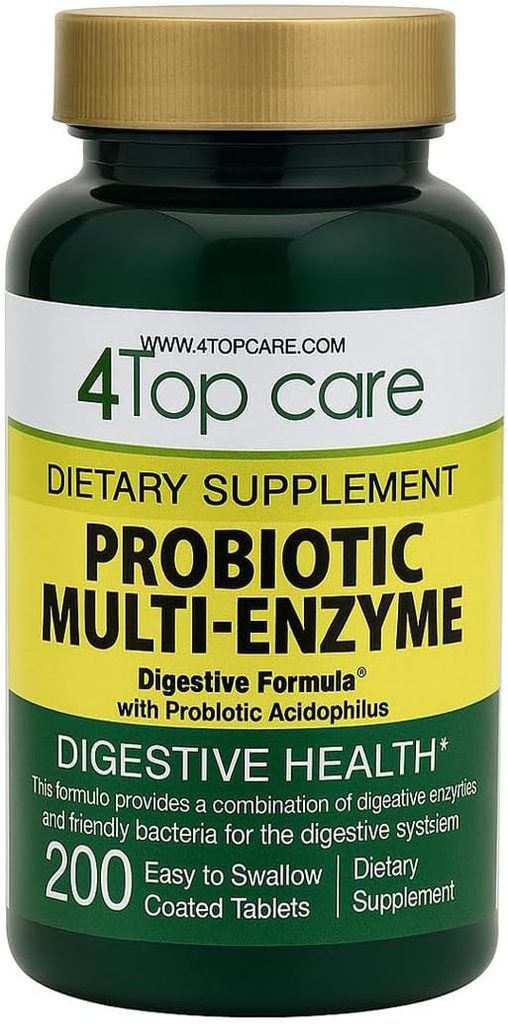 Probiyotik Multi-Enzymes with Prebiyotiks and Probiyotik Acidofilius for Digestive and Gut Health, Meal-time rahatsızlığı ve Bloating'dan yardım edin. Diyet Supplement, 200 Kont.