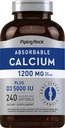 Piping Rock Calcium 1200 mg with Vitamin D3 | 240 Softgels | 5000 IU Vitamin D3 | Absorbable Calcium Supplement| Non-GMO, Gluten Free