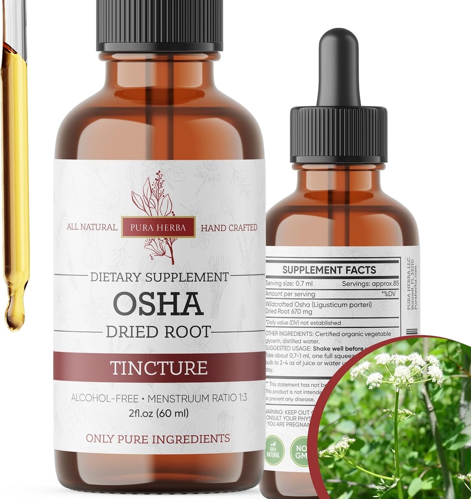 Βιολογικό χρώμα ρίζας OSHA – Φυσική αναπνευστική υποστήριξη – Υγρό εκχύλισμα χωρίς αλκοόλ – Vegan, μη GMO, Made in USA – 2 Fl Oz
