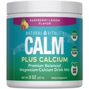Φυσική ζωτικότητα CALM Μαγνήσιο συμπλήρωμα ποτό Mix Plus Ασβέστιο, αντι-στερεό ποτό Mix σκόνη, με ασβέστιο, χορτοφάγους & μη-GMO, σμέουρο λεμόνι, 8 oz