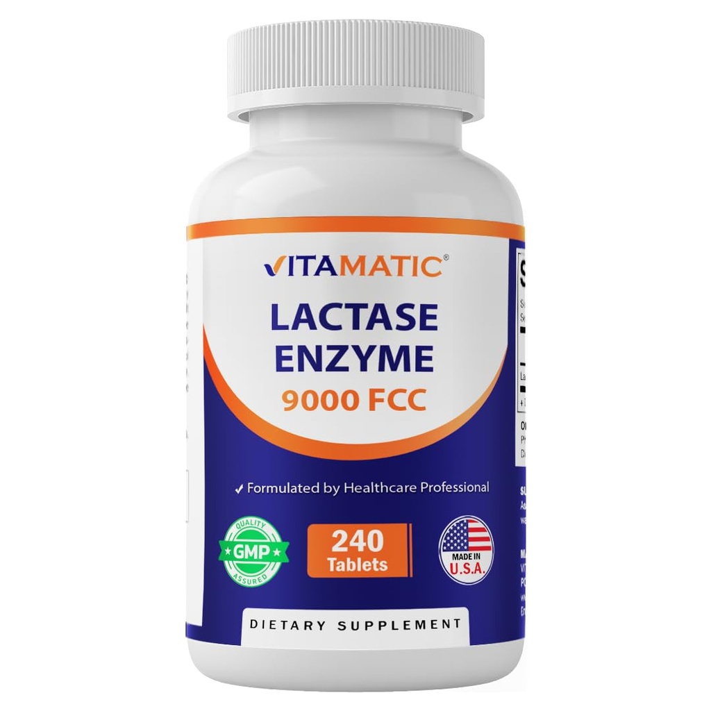 Vitamatic Lactase Enzyme 9000COM 240 Tablet - Lactose intolerance Relief Caplets