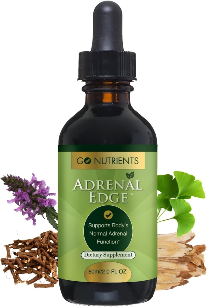 Go Nutrientsrenal Edge – Adrenal Support Supplement Drops for Cortisol Management & Stress Relief – Liquid Herbal Tincture for Women's Health, Focus & Supports Restful Sleep – 2 ozz