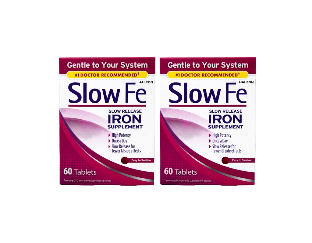 Slow Fe, High Potency Iron 45 mg, Slow release - 60 Tablet - 2 Paket