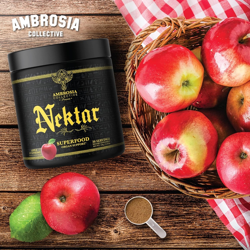Ambrosia Nektar - Superfood Toz | Tamam Sağlık Supplement | Organ Desteği - Liver, Kidney Health | 30 Hizmet (Apple Symphony)