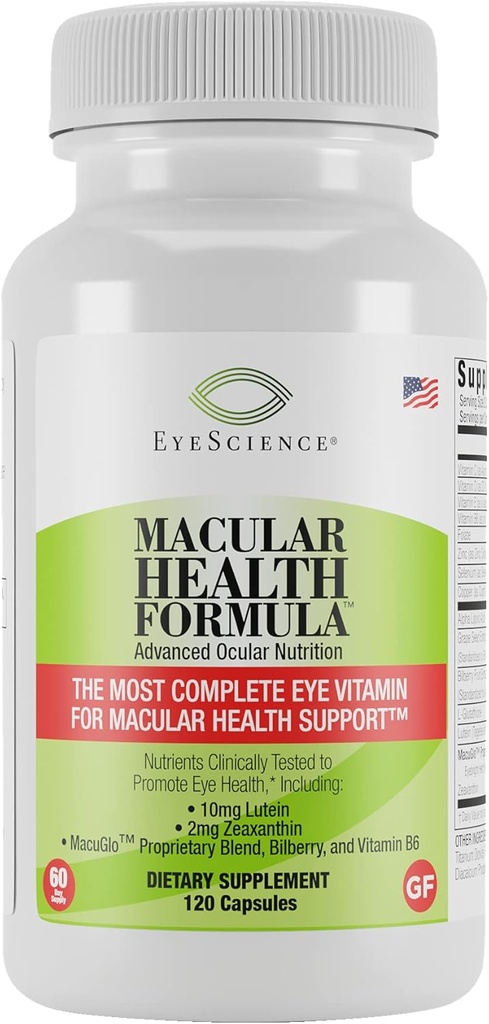EyeScience Macular Health Beyond AREDS2 Formula, Προηγμένη Οφθαλμική Βιταμίνη - Που περιέχει Λουτεΐνη, Ζεαξανθίνη, Bilberry, και Βιταμίνες C, D, E, και B6 (Προμήθεια 60 ημερών)