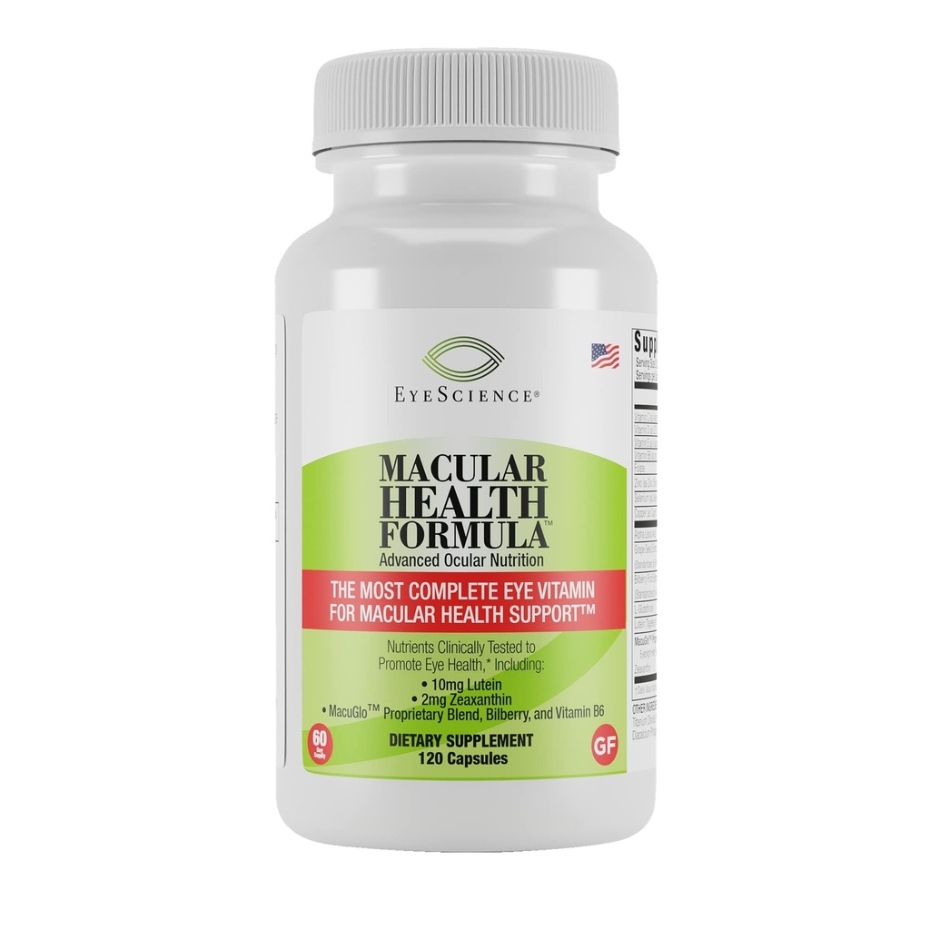 EyeScience Macular Health Beyond AREDS2 Formula, Προηγμένη Οφθαλμική Βιταμίνη - Που περιέχει Λουτεΐνη, Ζεαξανθίνη, Bilberry, και Βιταμίνες C, D, E, και B6 (Προμήθεια 60 ημερών)
