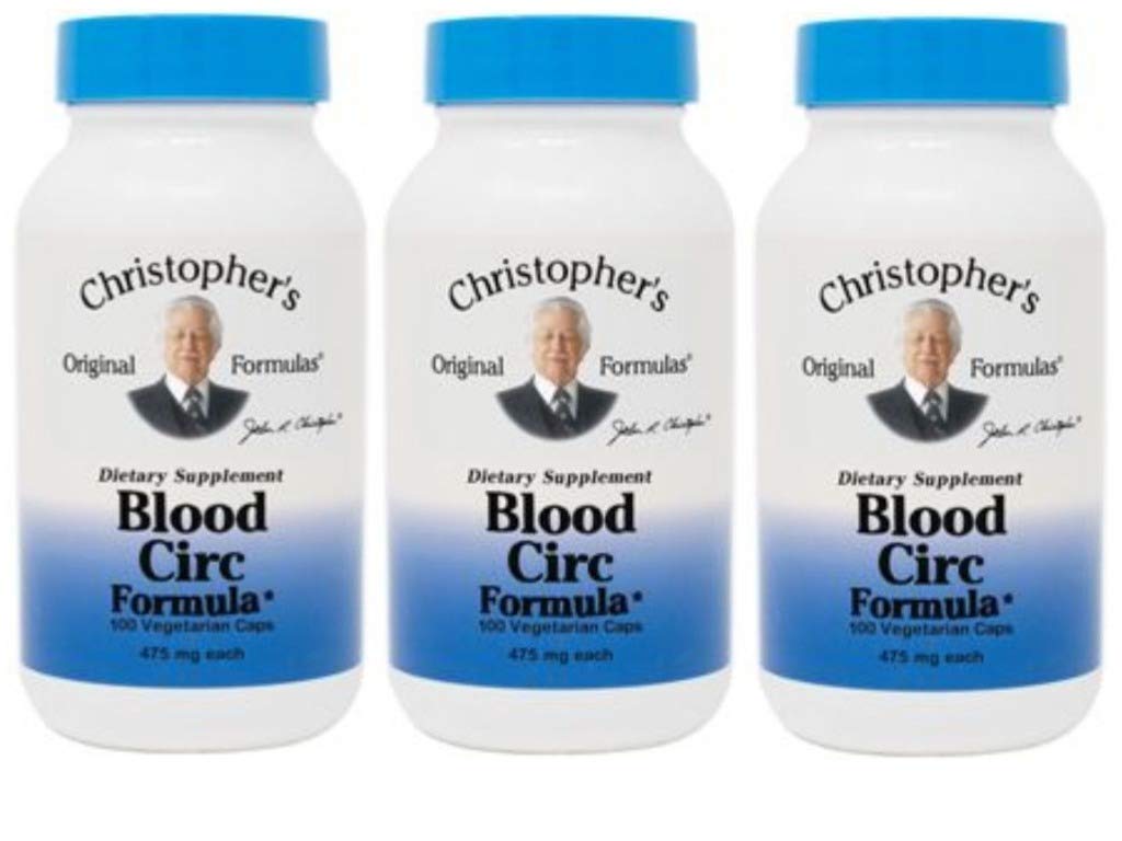 Christopher's Original Formulas Blood Circ Formula Κάψουλες, Βότανο συμπλήρωμα για Καρδιαγγειακή & Κυκλοφορική ευεξία, 100 Κάψουλες - Συσκευασία των 3