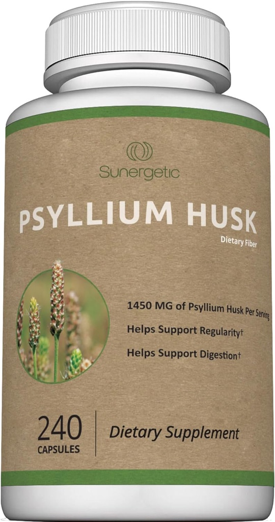 Premium συμπλήρωμα ινών Psyllium Husk 1450mg, 240 κάψουλες