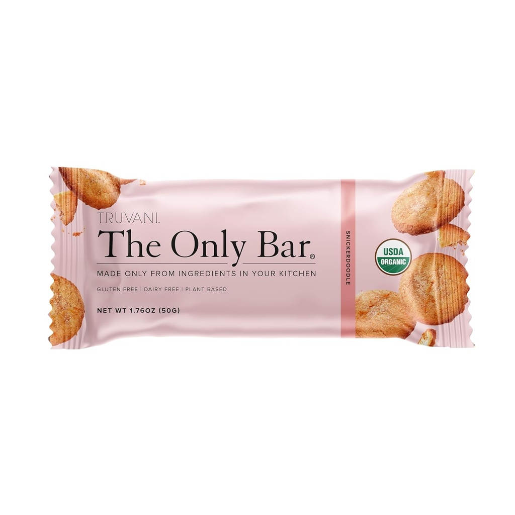 Truvani Plant Tabanlı Snack Bars | Snickerdoodle 1 Pack | 5g Protein | USDA Organik ve Vegan | Sadece Bar | Süt, Soy ve Gluten Ücretsiz | Bireysel olarak sarıldı