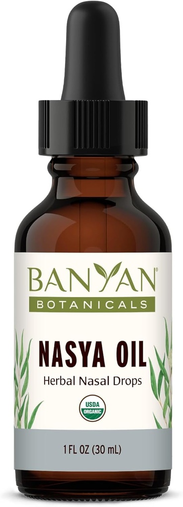 Banyan Botanicals Nasya Oil – Βιολογικά φυτικά Nasινικό σταγόνες για την καθαρή αναπνοή – Ayurvedic Nasal Cleaner and Nose Moisturizer* – Μία ρευστή ουγγιά – Πιστοποιημένο οργανικό, μη ΓΤΟ, Χημικά Δωρεάν