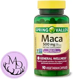 Genric Spring Valley Maca Root 500 mg Capsules, Organik Maca Root for Women and Men, Diyetary Supplement, 90 Vejetary Capsules + DRI Store +Sticker