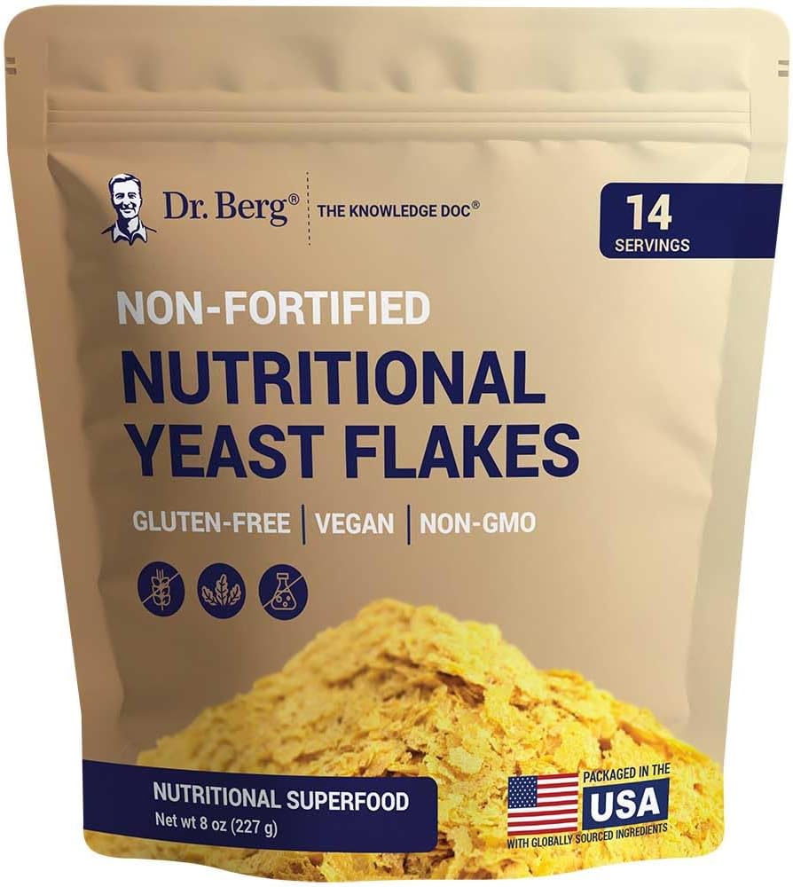 Dr. Berg Premium Beslenme Yeast Flakes - Doğal Occurring B Vitaminleri ile Tanımlanmamış Beslenme Yeast - 8oz
