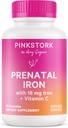 Pink Stork Prenatal Demir Supplement for Women - 18 mg Non-Constipating Iron & Vitamin C for Gebelik, Postpartum, & Emfeeding - Focus, Fatigue, & Blood Cell Production - 2 Ay Supply Supply Supply