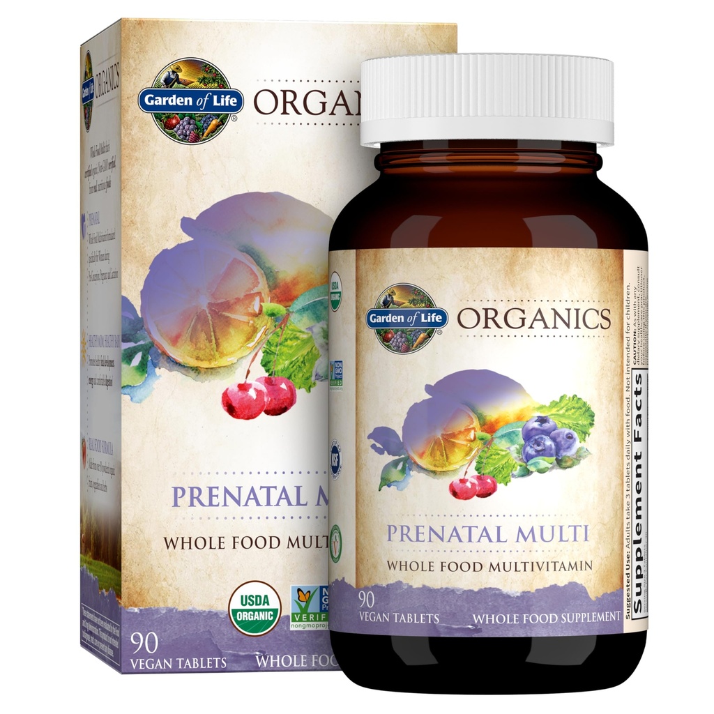 Life Organics Women's Prenatal Multivitamin with Vitamin D3, B6, B12, C & Iron, Folate for Energy & Health Fetal Development - Organic, Non-GMO, Gluten-Free, Vegan, 90 Day Supply