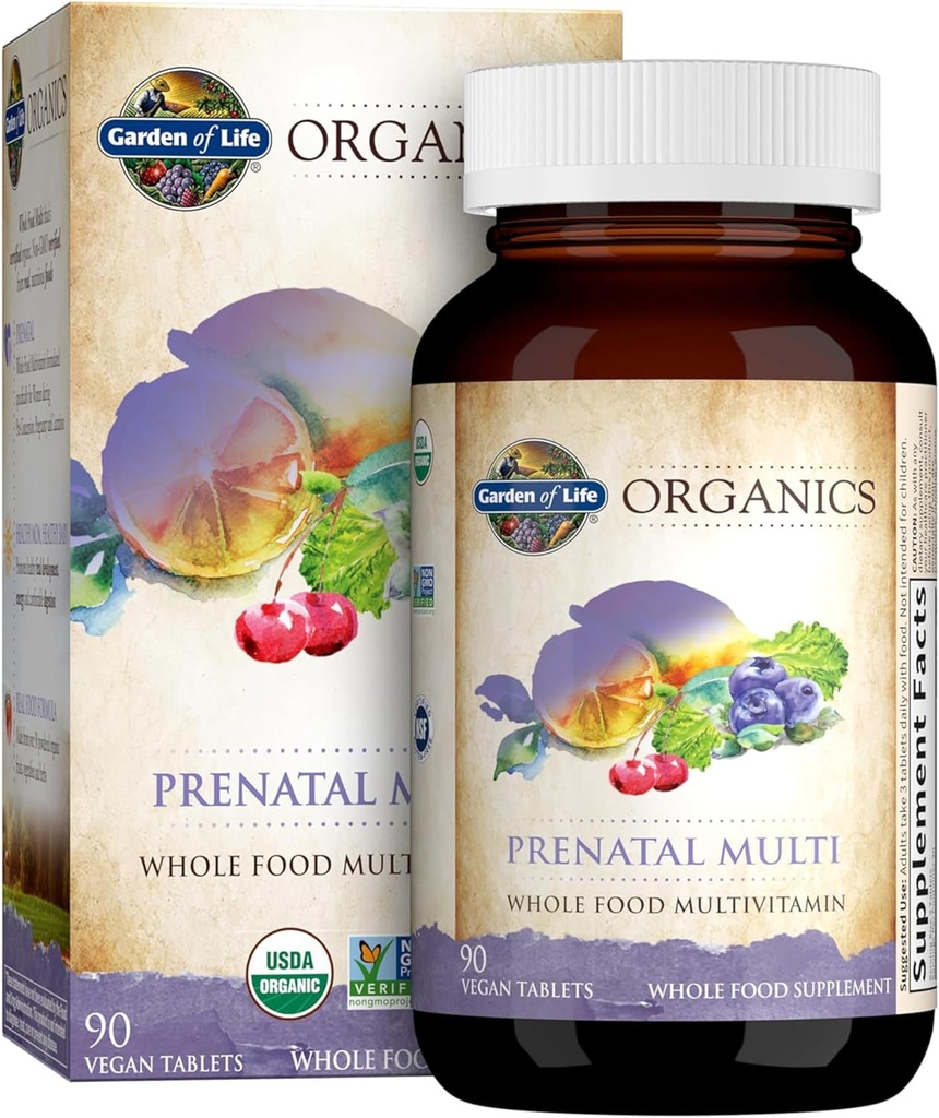 Life Organics Women's Prenatal Multivitamin with Vitamin D3, B6, B12, C & Iron, Folate for Energy & Health Fetal Development - Organic, Non-GMO, Gluten-Free, Vegan, 90 Day Supply