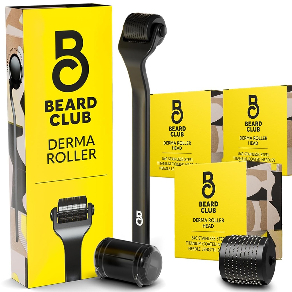 Ayıd Club Derma Roller, 3Pack of Change Heads - Beard Roller with Derma RollerChange Heads