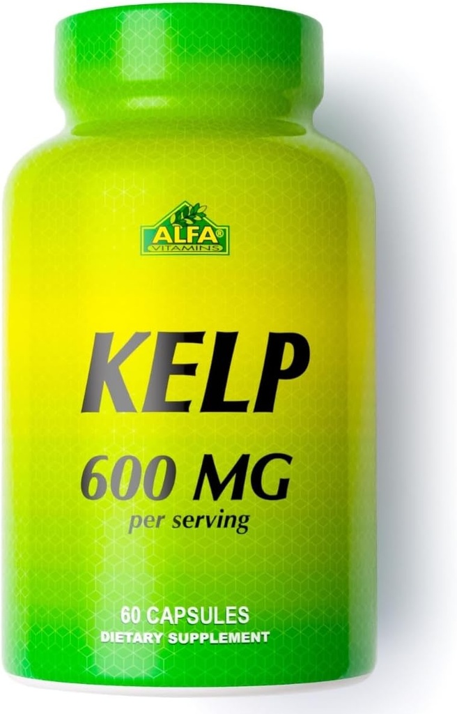 ALFA VITAMINS Kelp Supplement, 600 mg of Natural Seaweed Kelp (Ascophyllum Nodosum), Iodine & Fucoidan'da Zengin, Tiroid & Metabolik Fonksiyonlarını Destekler, GMO, 90 Tabletler