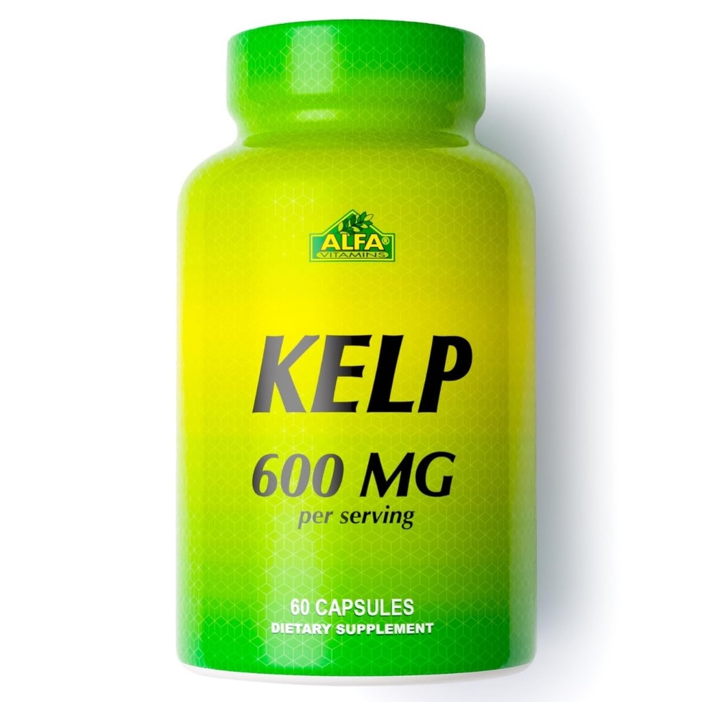 ALFA VITAMINS Kelp Supplement, 600mg Natural Seaweed Kelp (Ascophyllum Nodosum), Πλούσιο σε ιώδιο & Fucoidan, Υποστηρίζει Θυρεοειδή & Μεταβολική λειτουργία, ημερήσιες βιταμίνες για την ευεξία, μη ΓΤΟ, 90 δισκία