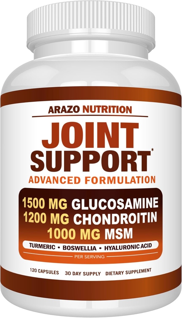 Arazo Beslenme Glucosamine Chondroitin Turmeric Mrsm Boswellia - Bones için 120 Capsules için Ortak Destek Supplement, Back, Dizs, Hands (120 Capsules)