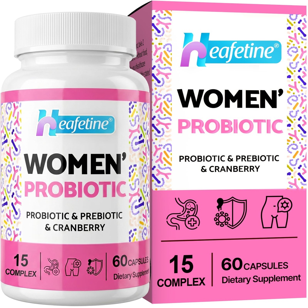 Kadınlar için 300 milyar CFUs Probiyotikler Kadınlar için Probiyotik & Prebiyotikler, Vaginal, Urinary Tract, PH Balance, Immune, Digestive & Gut, Bloating Health, 60 Caps