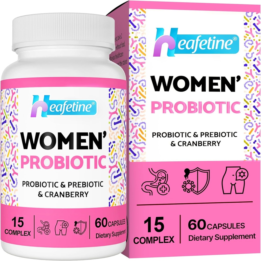 Kadınlar için 300 milyar CFUs Probiyotikler Kadınlar için Probiyotik & Prebiyotikler, Vaginal, Urinary Tract, PH Balance, Immune, Digestive & Gut, Bloating Health, 60 Caps