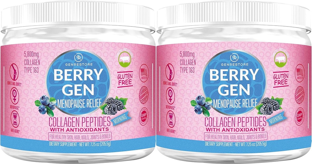 Menopause Morning Collagen Toz Antioksis ile - 60 Hizmet (2 Paket) - Tip 1 ve 3 Collagen - Enerji Desteği ve ABD'den Yardım - ABD'de Yapılan