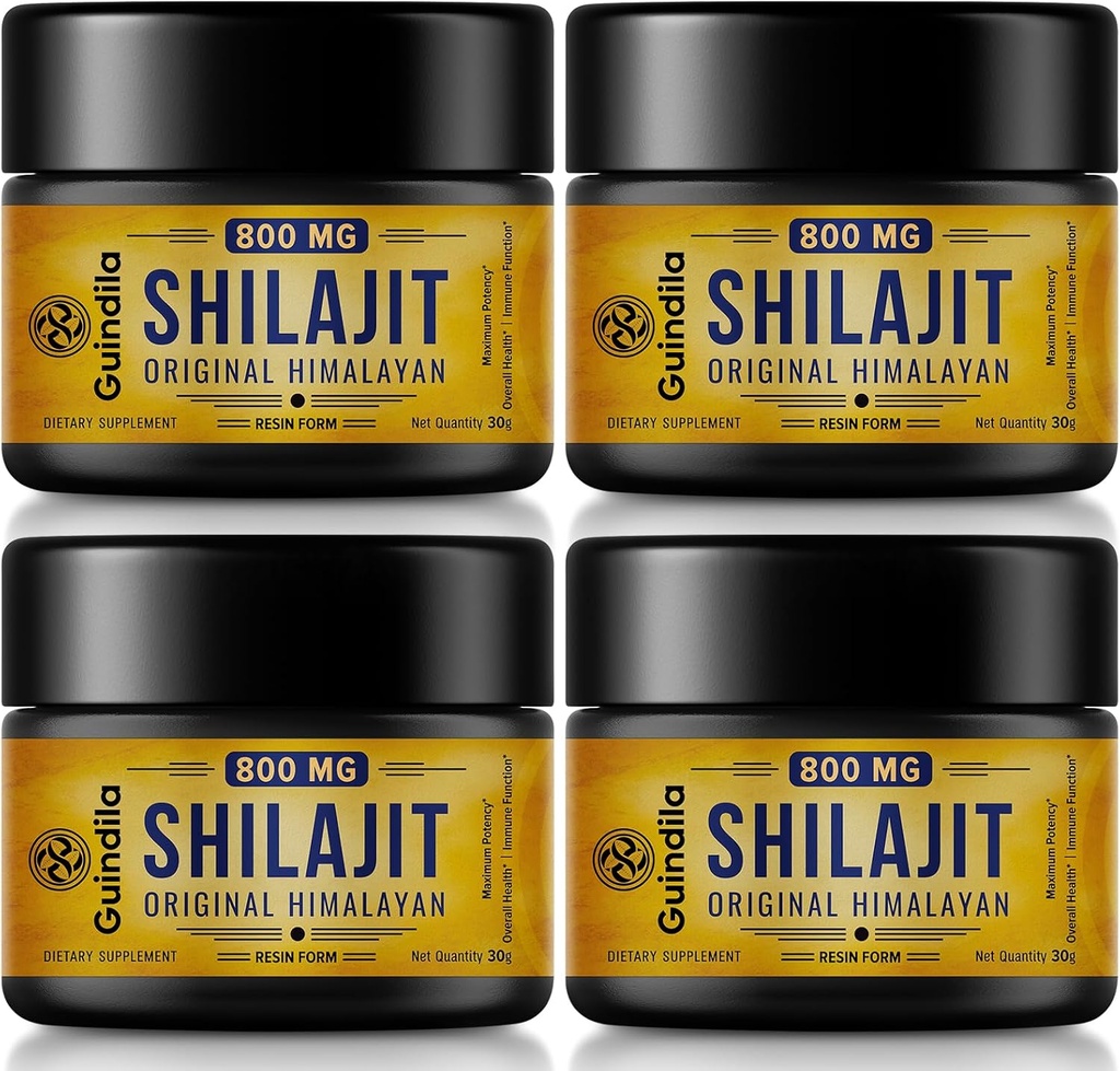 800mg Shilajit Supplement-Shilajit Pure Himalayan Organic Shilajit Resin with Maximum Potency, Original from Himalayan with 85+Trace Minerals & Fulvic Acid for Focus & Energy, Immunity,4 Packs