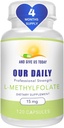 ΚΑΙ ΔΩΣΕ ΜΑΣ ΣΗΜΕΡΑ ΤΟ DAILY L-Methylfolate 15 mg / 15000 mcg Μέγιστη Δύναμη Ενεργό Φολικό, 5-MTHF, Filler Free, Gluten Free, Μη-GMO, Κάψουλες χορτοφάγων (4 Μήνες Προσφορά) (120)