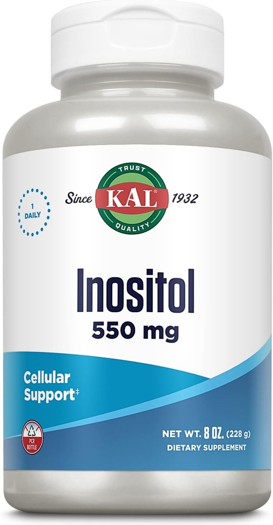 KAL Inositol Toz 550 mg, Beyin Sağlığı, Nervous System & Mood Support Supplement, Hücresel Sağlık Desteği, Geliştirilmiş Aborpsiyon Formula, Mix için Kolay, Approx. 408 Hizmetler, 8oz