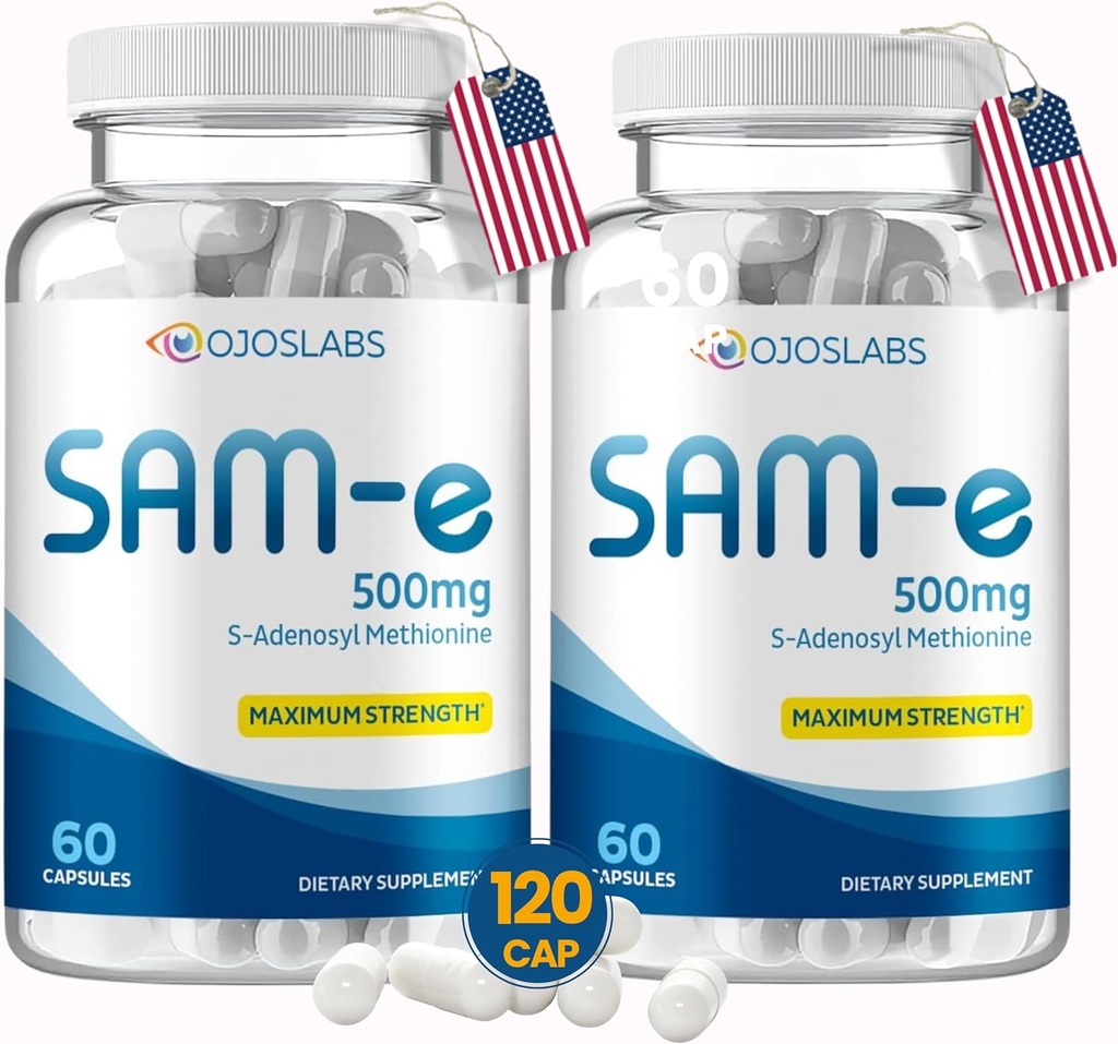 Sam e 500mg συμπλήρωμα μεθειονίνης για συκώτι, αρθρώσεις, εγκέφαλο και υποστήριξη διάθεσης, υψηλή απορρόφηση SAM-e (S Adenosyl Methionine), Vegan, Gluten Free, Non-GMO-USA Made, 60 Sam e κάψουλα (2 Συσκευασία)