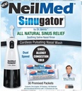 NeilMed Sinugator Cordless Pulsating Nasal Irrigator (Dual Speed) 30 Premixed Packets ve 3 AA Pilleri - Black (Pack of 1)