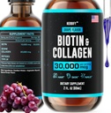 HERBIFY Collagen and Biotin Liquid Drops - Γρηγορότερη απορρόφηση συμπλήρωμα για την ανάπτυξη των μαλλιών και ισχυρότερα νύχια - δέρμα μαλλιών και νύχια Βιταμίνες για γυναίκες και άνδρες - B7 συμπλήρωμα - Κατασκευασμένο στις ΗΠΑ