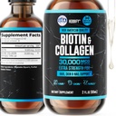 HERBIFY Collagen ve Biotin Liquid Drops - Saç Büyümesi ve Güçlü Çiçekler için Daha Hızlı - Saç Deri ve Nails Kadınlar ve Erkekler için Vitaminler - B7 Tamam - ABD'de Made in USA