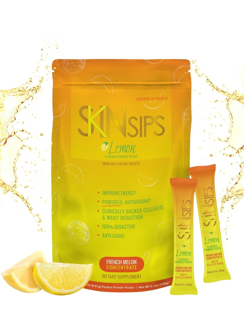 Skin Health & Energy Boost Drink Mix- Sugar Free, SOD B (TM), Fransız Melon Focus'dan Antioksiler, Go Stick Packs, Lemon, 30 Pack