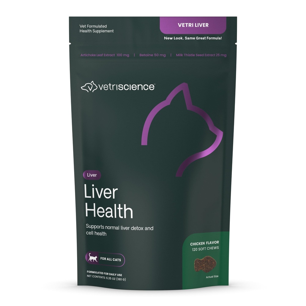 VETRISCIENCE Vetri Liver Feline, Chicken Flavor, 120 Chews - Süt Butle, DMG ve Whey Protein Isolatete