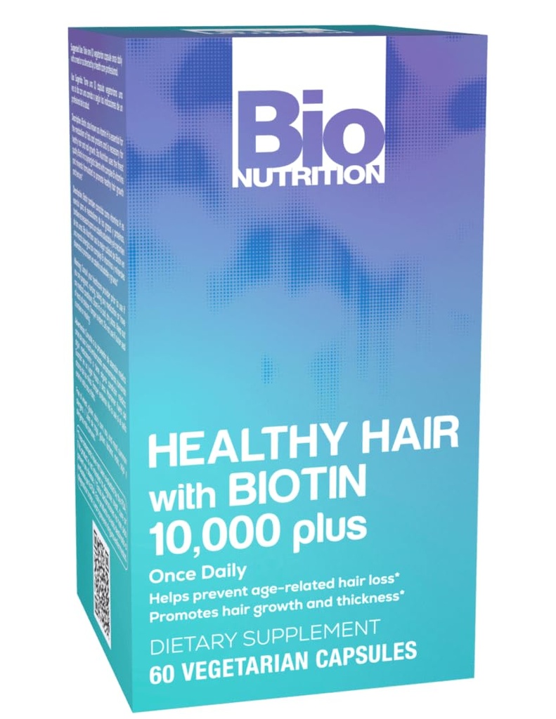 Bio Beslenme Sağlıklı Saç Biotin 60 Vejetaryen Capsules ile Destek | Güçlü Saç | Kuer Saç | Saç Büyümesini ve Kalınlıkı | Kompleks B Vitaminleri ve Mineralleri ile Kombine Edin