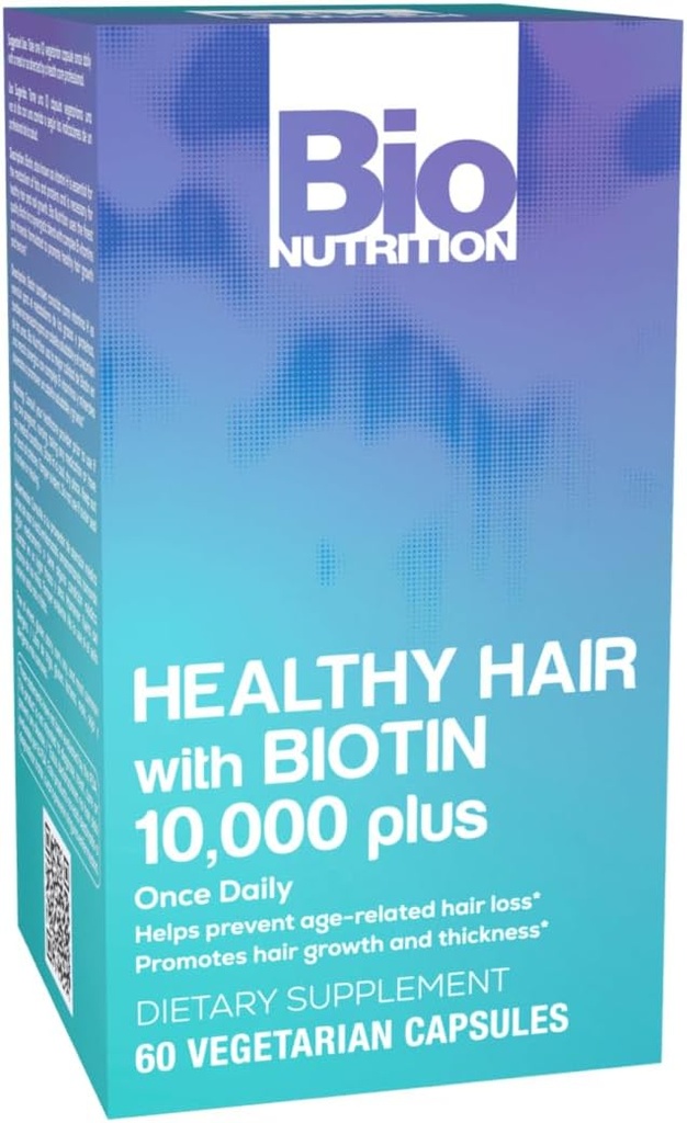 Bio Beslenme Sağlıklı Saç Biotin 60 Vejetaryen Capsules ile Destek | Güçlü Saç | Kuer Saç | Saç Büyümesini ve Kalınlıkı | Kompleks B Vitaminleri ve Mineralleri ile Kombine Edin