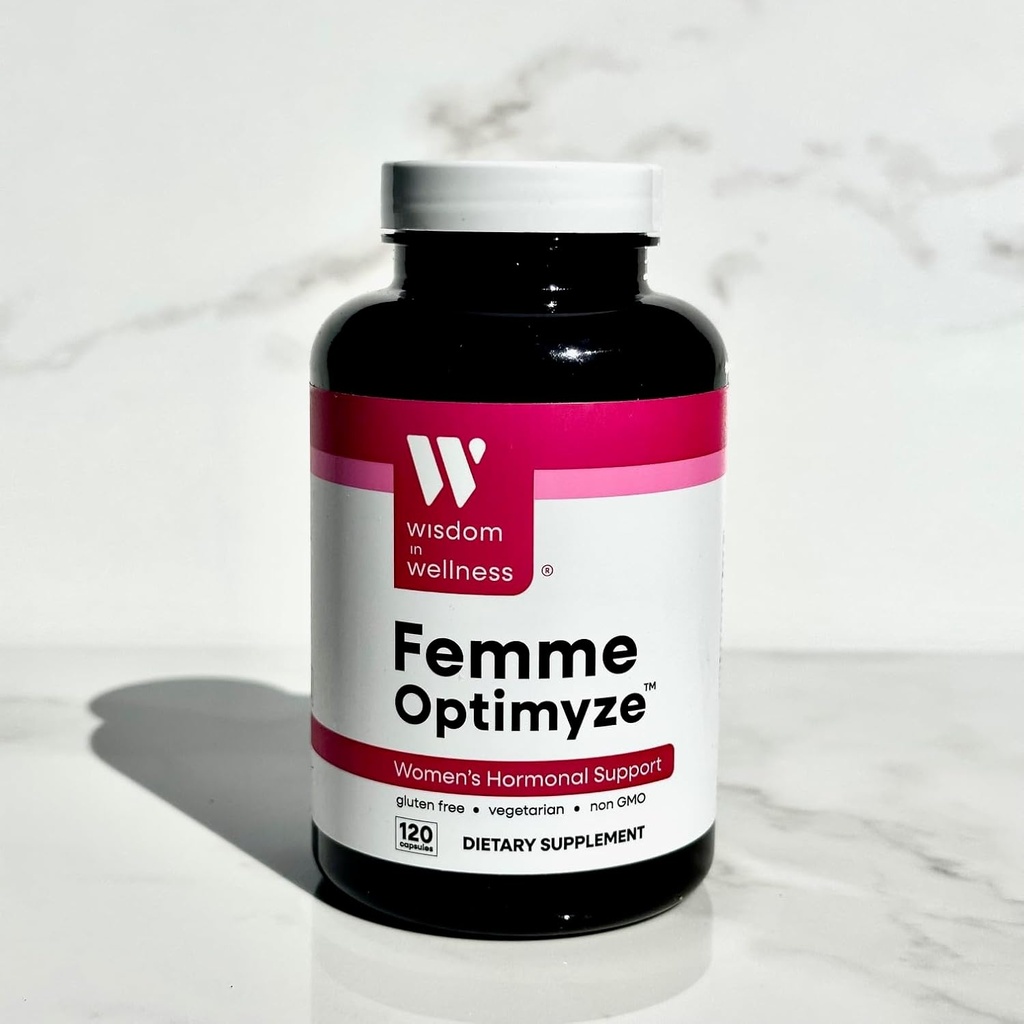 Σοφία στην ευεξία Femme Optimyze - 120 κάψουλες ισορροπίας ορμονών γυναικών - Ισορροπία ορμονών για τις γυναίκες - συμπλήρωμα εξισορρόπησης ορμονών για τις γυναίκες - συμπλήρωμα υποστήριξης θηλυκών ορμονών - ορμονικός κανονισμός