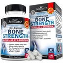 BioSchwartz Bone Strength Supplement - Gentle Non-Costipating Bone Health Supplement for Women & Men with 9-in-1 Complex with Calcium Magnesium Zinc D3 K2 & More - 3th Party Tested - 2 Months