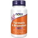 Şimdi Gıdalar Tamamlar, Turmeric & Bromelain (Standartized Turmeric Extract) Bromelain 2400 GDU/g, 90 Veg Capsules