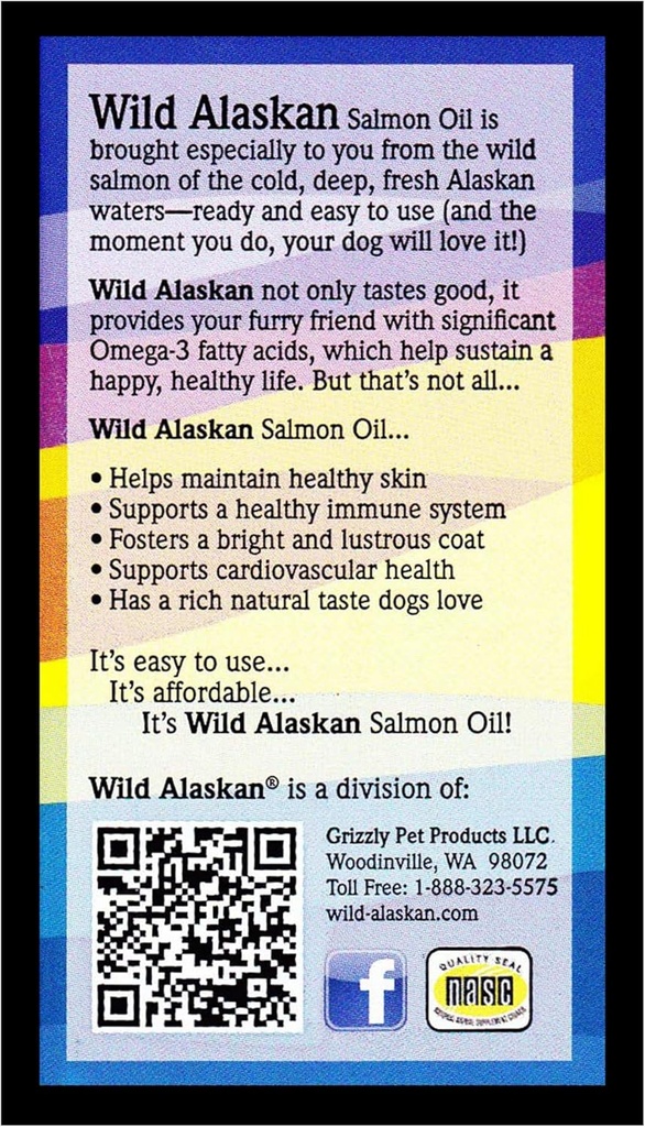 Vahşi Alaskan Skin & Coat Salmon Oil Based Omega-3 Supplement for Dogs, 16 fl.oz.